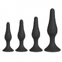 Butt Plug 4 Pc Set Silicone Black